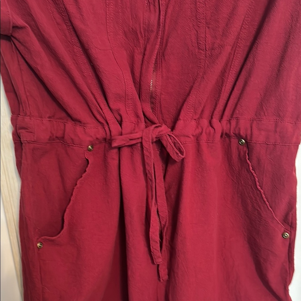 Red Button-Up Romper - Picture 2 of 5